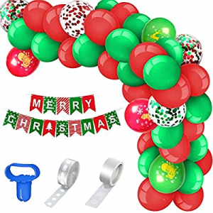 One Day Only！50.0% off Christmas Decorations Balloon Garland Kit 116 PCS Red Green Balloons with a..