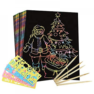 Scratch Art Set Arts and Crafts for Kids now 50.0% off ,50 Piece Rainbow Scratch Paper with 4 Sten..