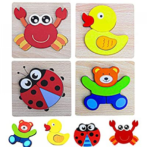 30.0% off PETITOY Wooden Puzzles Animal Jigsaw Puzzles Early Educational Toys Montessori Baby Infa..