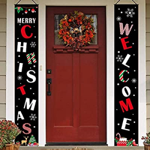 Christmas Decorations, Porch Sign Welcome Merry Christmas Front Door Indoor Outdoor Home Decor, Happ