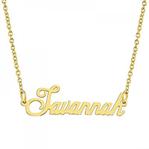 KISPER 18K Gold Plated Stainless Steel Personalized Name Pendant Necklace now 15.0% off 