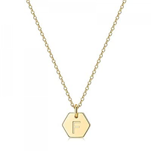 One Day Only！Hexagon Initial Necklace for Women now 60.0% off , 14k Gold Filled Dainty Initial Let..