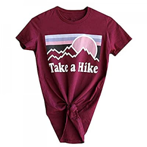 AEURPLT Womens Take A Hike T Shirt Summer Short Sleeve Casual Vacation Camping Graphic Tees Tops n..