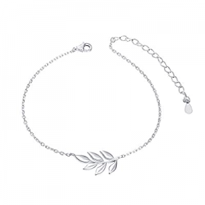One Day Only！S925 Sterling Silver Olive Leaf Bracelet for Women Lady now 45.0% off 