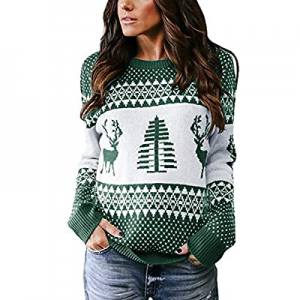 Umeko Womens Ugly Christmas Sweater Cute Reindeer Tree Knit Casual Loose Pullover Jumper now 30.0%..
