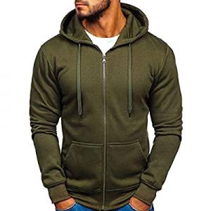 Rela Bota Mens Athletic Full-Zip Hoodie Sweatshirts- Fashion Slim Fit Solid Color Hooded Jacket no..