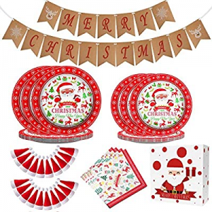Christmas Decorations Christmas Paper Plates now 35.0% off , Napkins, Merry Christmas Banner Bunti..