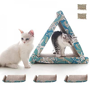 50.0% off RUMUUKE Cat Scratcher Cardboard 3 Packs Triangle Corrugated Scratch Pad Double Sided Cat..