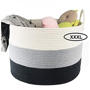 One Day Only！50.0% off YOOHO Blanket Basket XXXL Extra Large Cotton Rope Basket (20"X 20"X 13") La..