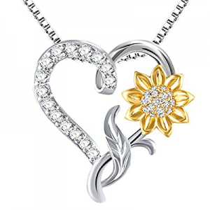 61.0% off SNZM Sunflower Heart Pendant Necklace for Women Mom You are My Sunshine Necklace Jewelry..