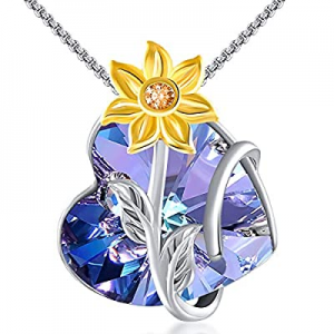 63.0% off SNZM Sunflower Necklace for Women Mom Heart Pendant Necklace Embellished with Crystal fr..