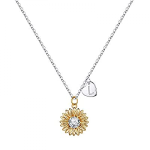MONOZO Initial Sunflower Necklace for Women Girls now 80.0% off , 14k Gold Plated Sunflower Neckla..