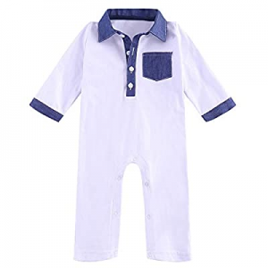 Y·J Back home Baby Thick Cotton Pique Long Sleeve Romper Matching with Soft Denim now 72.0% off 