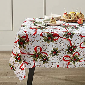 Hipinger Christmas Flower Printed Fabric Tablecloth now 70.0% off , Wrinkle-Free Stain Resistant (..