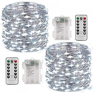 Fairy Lights Battery Operated 2 Pack now 50.0% off , 33 Feet 100 LED String Lights with Remote Con..