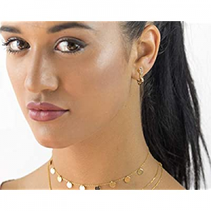 Gold Huggie Hoop Earrings for Women now 70.0% off , S925 Sterling Silver Post 14k Gold Plated Earr..