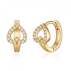 Gold Huggie Hoop Earrings for Women now 70.0% off , S925 Sterling Silver Post 14k Gold Plated Earr..