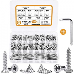 VIGRUE 400PCS #8 3/8" to 1-5/8" Self Tapping Screws Assortment Kit now 35.0% off , 304 Stainless S..