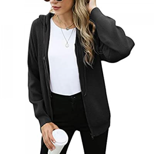 Irevial Women's Zip Up Hoodies Casual Long Sleeve Loose Knit Cardigan Sweater now 45.0% off 