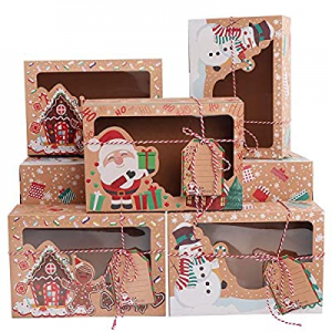OurWarm 12 Pack Christmas Cookie Boxes Large Holiday Bakery Gift Boxes with Window and Tags now 50..