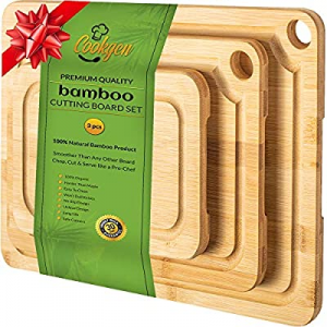 Cookgen Bamboo Cutting Board Set of 3 With Juice Groove, Pre Oiled, Large Handles now 15.0% off 