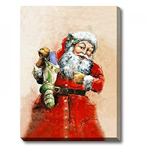 30.0% off Christmas Santa Canvas Wall Art Pictures - Hand Painted Oil Painting Artwork for Wall Ha..
