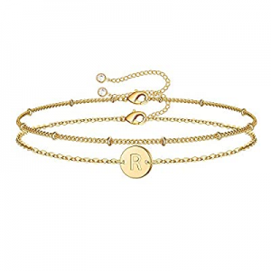 MONOZO Gold Initial Bracelets for Women now 80.0% off , Dainty 14K Gold Filled Layered Letter Init..