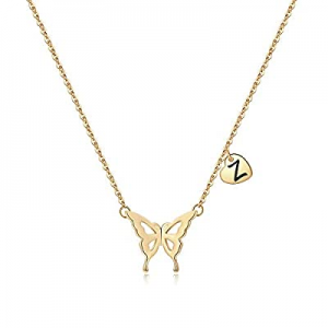 Iefil Initial Butterfly Necklace for Women now 55.0% off , 14k Gold Filled Letter Initial Butterfl..