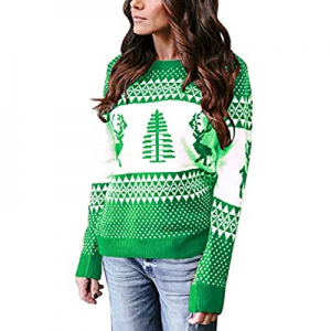 70.0% off Cogild Women's Ugly Christmas Sweater Xmas Tree and Reindeer Long Sleeve Crew Neck Knit ..