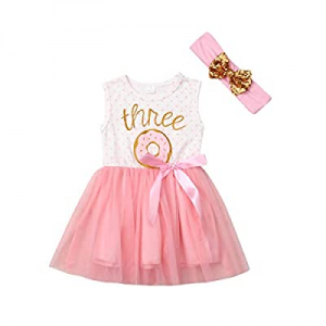 70.0% off Newborn Baby Girls Pink Striped Tutu Dress First Birthday Skirt Outfits Casual Donut Pri..