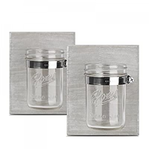 HOMKO Farmhouse Mason Jar Candle Lanterns - Wall Hanging Mason Jar Decorative Accessories Set for ..