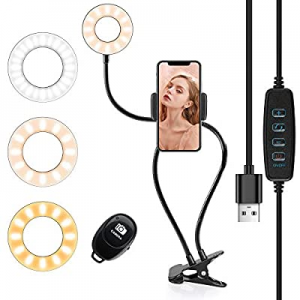Selfie Ring Light with Phone Holder Including Remote, Eocean LED Camera Lighting/Desk Lamp/Book Ligh