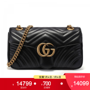 立减CNY￥700,GUCCI 古驰 GUCCI女包 女士GG Marmont系列牛皮小号单肩斜跨包 黑色443497 DTDIT 1000