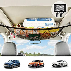 WARMQ Upgrade Car Ceiling Storage Net Pocket now 40.0% off , Interior Roof Net Mesh Organizer with..