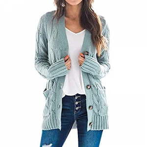 30.0% off Klousilover Womens Cable Knit Pocket Cardigan Sweaters Button Down Open Front Long Sleev..