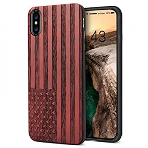 YFWOOD Compatible for iPhone Xs Max Wood Case, Engraving Totem Design Hybrid Rubber Frame Slim Shock