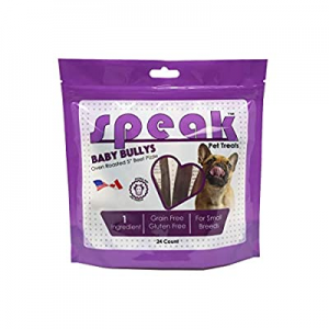 Speak Dog Treats Baby Bullys, Natural Gluten and Grain Free 5 Inch Beef Chews for Small Breeds, 24 C