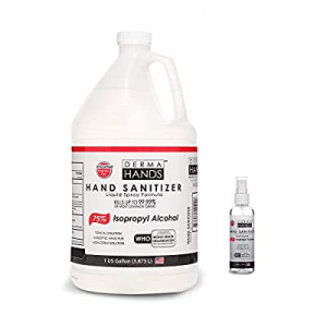 Derma Hands Liquid Hand Sanitizer 1 gallon Jug (128 oz) Refill - Made in USA - | 75% Isopropyl Alcoh