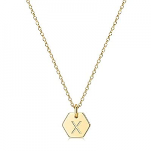One Day Only！Hexagon Initial Necklace for Women now 50.0% off , 14k Gold Filled Dainty Initial Let..