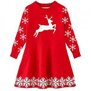 70.0% off Idgreatim Little Girls Ugly Christmas Sweater Dress Xmas Long Sleeve Flared Knit Jumper ..