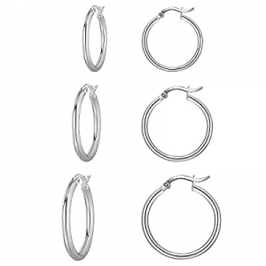 60.0% off ZRO 3 Pairs Hoop Earrings 18K Gold Plated Hypoallergenic Stainless Steel Hoop Earrings W..