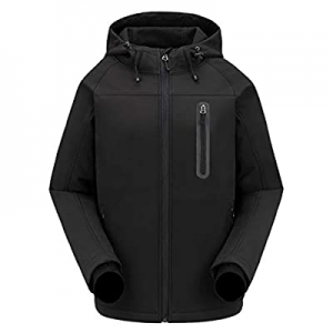 PULI Men's Hooded Softshell Jacket Fleece Lined Outdoor Coat, Water Resistant and Windproof now 70..