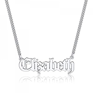 Iefil Custom Name Necklace Personalized now 50.0% off , Stainless Steel Old English Custom Name Ne..