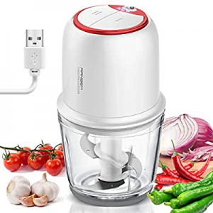 Mini Food Processor now 45.0% off , Electric Chopper - USB Food Chopper with 2.5 Cup Glass Bowl fo..