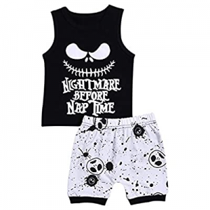 56.0% off Toddler Baby Boy Girl Clothes 2PCs Outfit Set Nightmare Before Nap Time Top and Skull Pa..