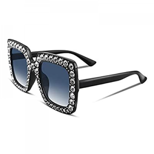 FEISEDY Women Sparkling Crystal Sunglasses Oversized Square Thick Frame B2283 now 50.0% off 