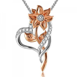 One Day Only！60.0% off SNZM Heart Pendant Necklace for Women Sunflower Sunshine Necklace Christmas..