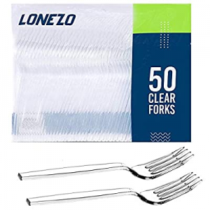 35.0% off Lonezo 50 Clear Disposable Plastic Forks with Long Handle Heavy-Duty Heavyweight Sturdy ..