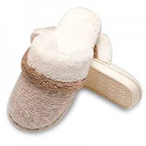 Womens Cozy Memory Foam Slippers Soft Warm Slip On Faux Fur House Slippers now 51.0% off ,Anti-Ski..