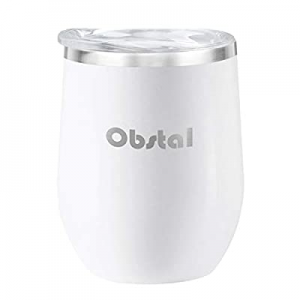 Obstal 12 oz Stemless Wine Tumbler now 50.0% off , Stainless Steel Wine Glass with Clear Lid - Dou..